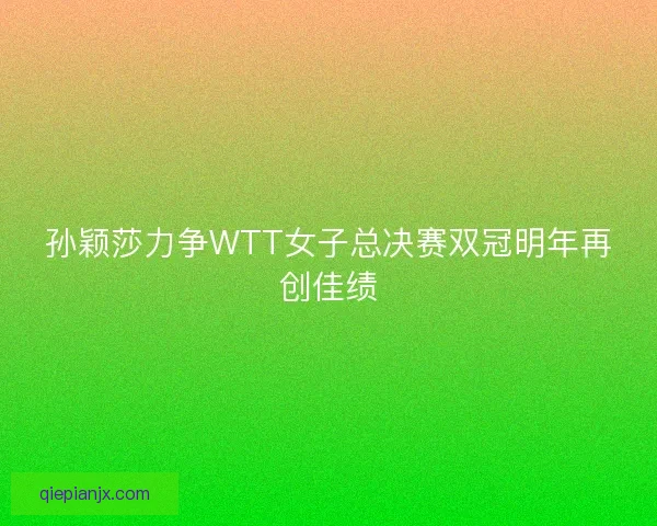 孙颖莎力争WTT女子总决赛双冠明年再创佳绩