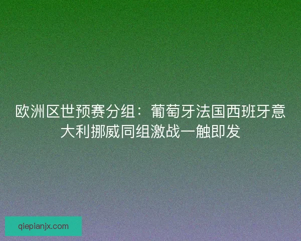 欧洲区世预赛分组：葡萄牙法国西班牙意大利挪威同组激战一触即发