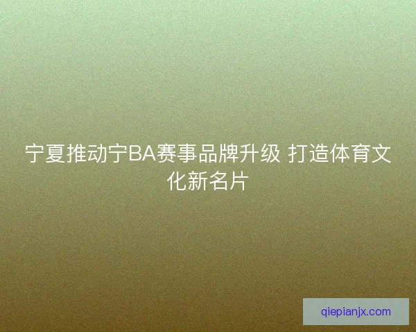 宁夏推动宁BA赛事品牌升级 打造体育文化新名片